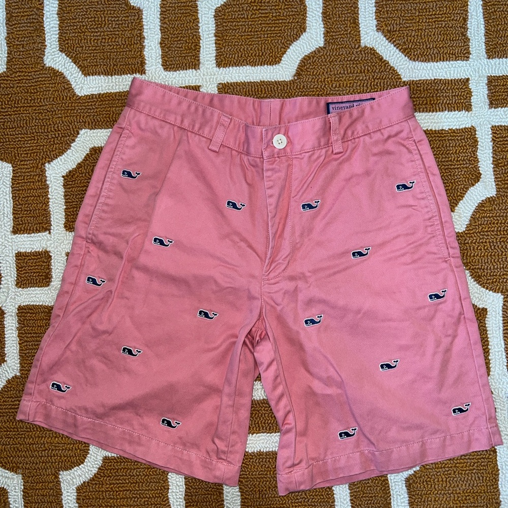 Vineyard Vines Club Shorts Men's Size 30 Salmon Flat Front Chino Whales USA